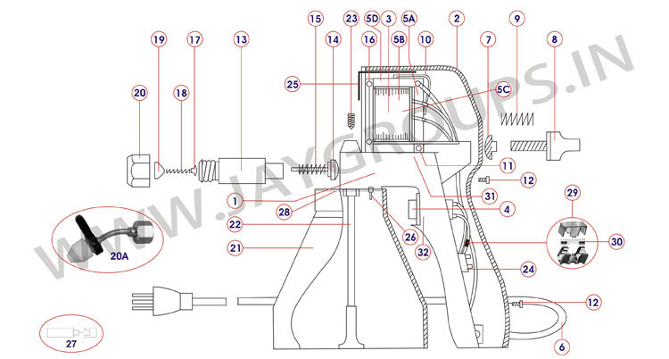 textile cleaning gun arrow spraygun cm11A partslist